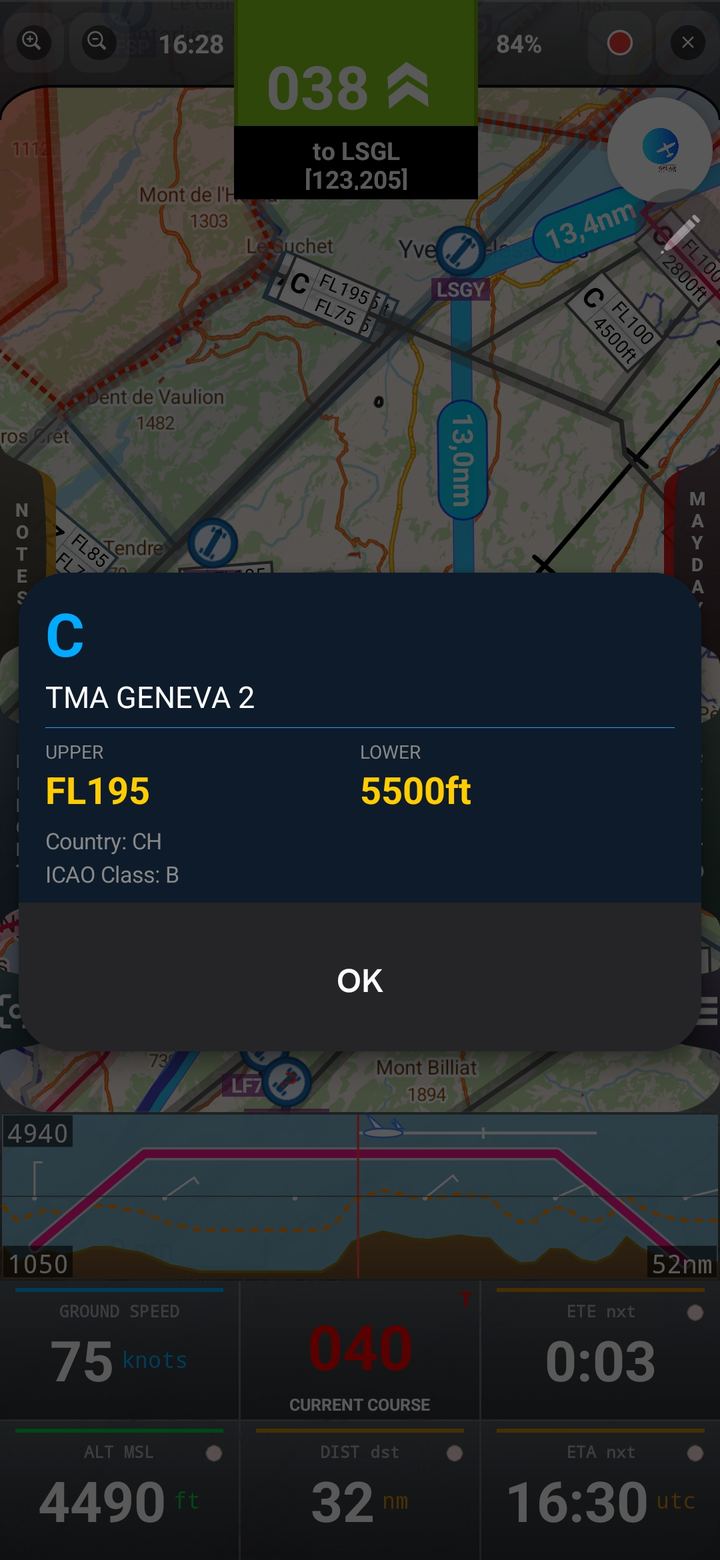 Airspace information panel