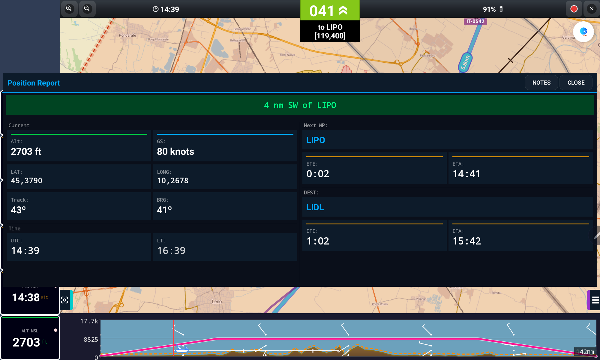 Janela de position report